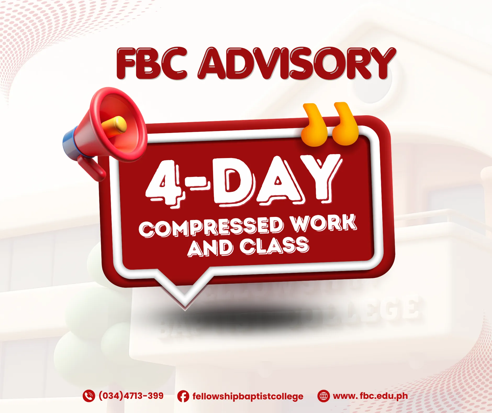 #FBCAdvisory: 𝟒-𝐝𝐚𝐲 𝐂𝐨𝐦𝐩𝐫𝐞𝐬𝐬𝐞𝐝 𝐖𝐨𝐫𝐤 & 𝐂𝐥𝐚𝐬𝐬 𝐒𝐜𝐡𝐞𝐝𝐮𝐥𝐞
